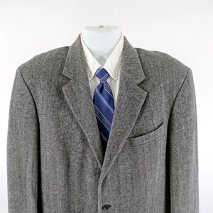 Cricketeer Tweed Wool‎ Camel Hair Nylon Gray Herringbone 2 Button Sport Coat 42L